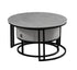 IF-2668 Coffee Table Set, 2Pc, Nested, Armani Grey Stone Top, Black Steel Base