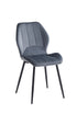 C-1536 Dining Chairs, Dark Grey Velvet, Black Legs, (Set of 2)