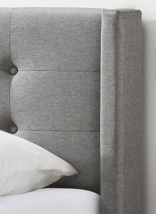 Bed - Grey Fabric with Tufted Headboard  IF-5270