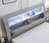 "NEW YORK" Deluxe Bedroom Set, 6Pc, Lift Bed, Glossy Grey, Black Glass Top, LED Lights, USB Charging Port