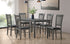 T-1030 | C-1032 Dining Set, 7 Pc, 63" Table + 6 Chairs, Antique Grey, Black Faux Leather Upholstered Cushion Seats