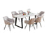 T-1550 | C-1551 Dining Set, 7 Pc, 71" Table + 6 Chairs, Light Grey Chairs, White Faux Marble Top Table