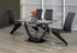 T- 5067 Dining Table, 60" Black Rim + Clear Glass Top, Metal Base