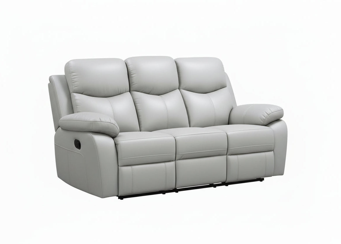 IF-8130 Power Recliner Sofa, Light Grey, Genuine Leather/Match, USB Charging
