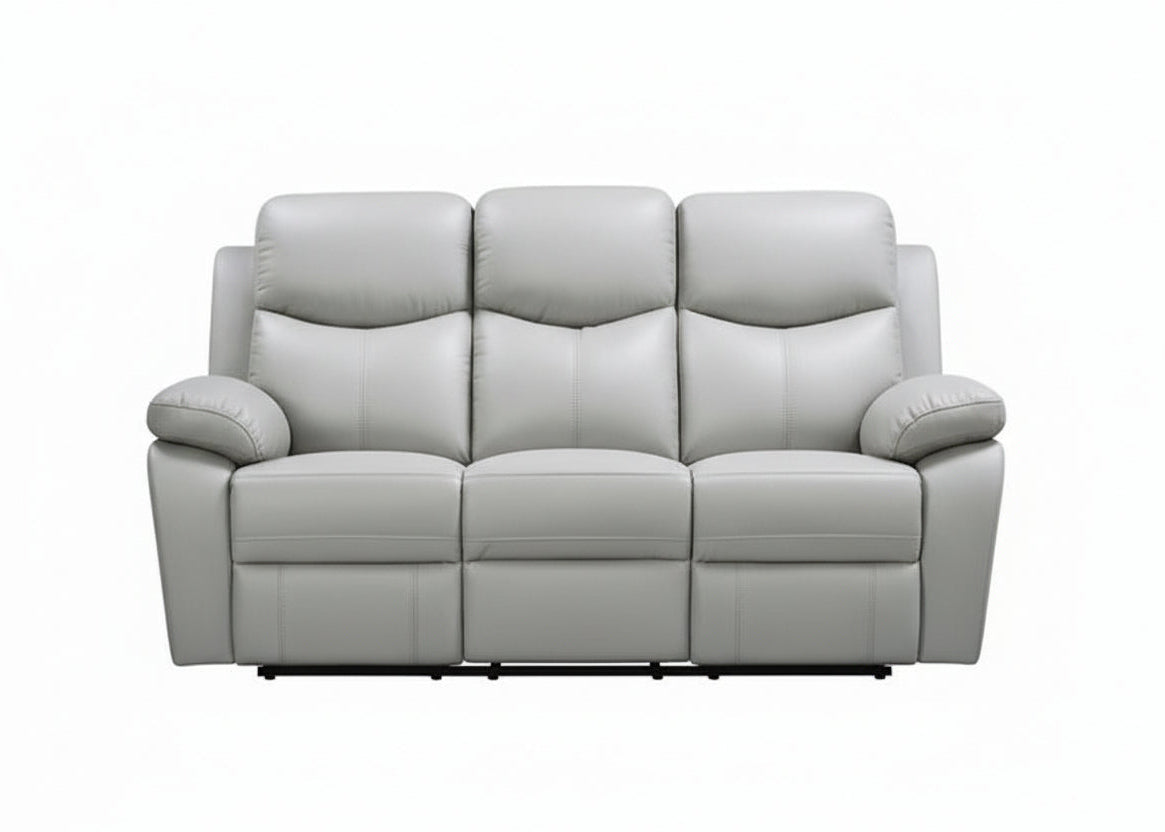IF-8130 Power Recliner Sofa, Light Grey, Genuine Leather/Match, USB Charging
