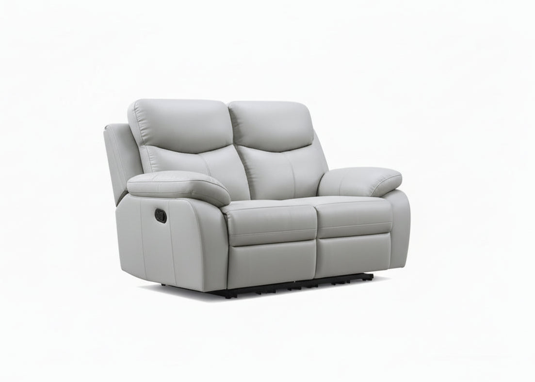 IF-8130 Power Recliner Loveseat, Light Grey, Genuine Leather/Match, USB Charging
