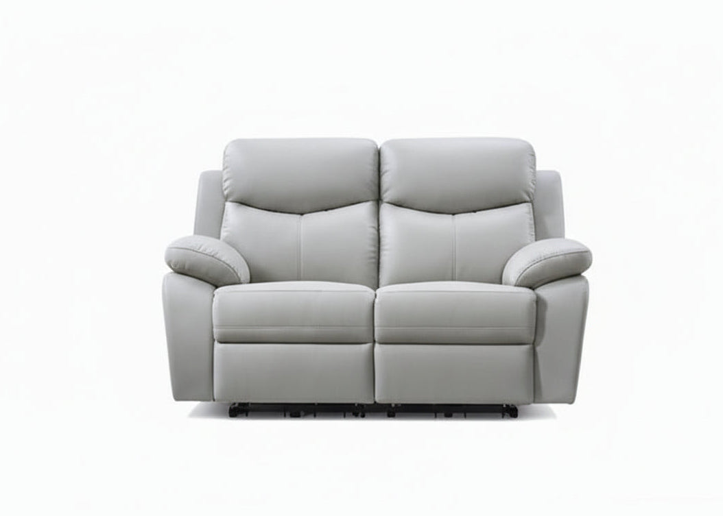 IF-8130 Power Recliner Loveseat, Light Grey, Genuine Leather/Match, USB Charging