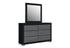 "EMMA" Deluxe Bedroom Set, 6Pc, Black Grey, LED Lighting, USB Charging, Built in Bench