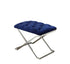 IF-6292 Ottoman, Navy Blue, Velvet Seat, Stainless Steel Frame