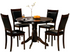 T-1060 | C-1064 - 5Pc Dining Set with 42" Round Espresso Table, Pedestal Stand