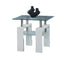 IF-2063 Coffee Table Set, White Legs, 3Pc, Clear Glass Top, Frosted Glass Shelf