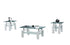 IF-2063 Coffee Table Set, White Legs, 3Pc, Clear Glass Top, Frosted Glass Shelf