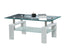 IF-2063 Coffee Table Set, White Legs, 3Pc, Clear Glass Top, Frosted Glass Shelf