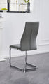 C-1576 Dining Chair, Grey Faux Leather, Elegant Diamond Stitching, C-Shape Chrome Frame (Set of 2)
