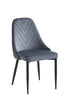 C-1532 Dining Chairs, Dark Grey Velvet, Chevron Pattern Stitching, Black Legs, (Set of 2)