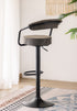 ST-7561 Barstool, Grey Faux Leather, Adjustable Height, Black Base, Footrest