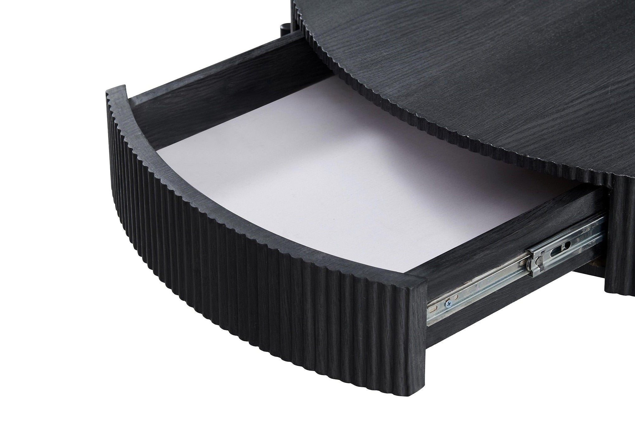 IF-3212 Coffee Table, 32" Round, Matte Black Finish with Vertical Ribbed Detailing