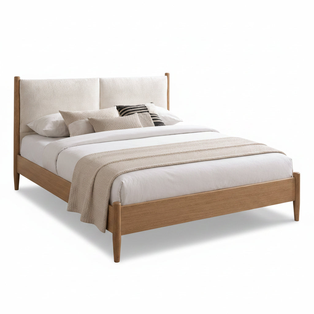 IF-5915 Bed, Natural Wood Frame, Scandinavian-Inspired Design