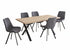 T-1808 | C-1820 Dining Set, 7Pc OR 5Pc, 71" Wood Top Table, Black Metal X-leg Base, Dark Grey Chairs