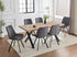 T-1808 | C-1820 Dining Set, 7Pc OR 5Pc, 71" Wood Top Table, Black Metal X-leg Base, Dark Grey Chairs