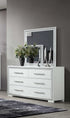 "ANDROS SILVER" Dresser+ Mirror, Glossy White, Glamorous Silver Trim