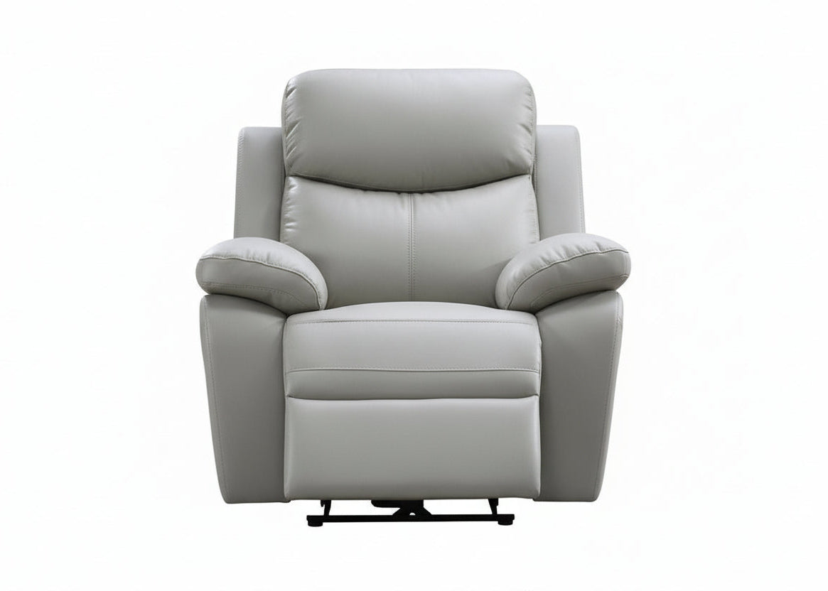 IF-8130 Power Recliner Armchair, Light Grey, Genuine Leather/Match, USB Charging