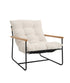 IF-665 Accent Chair, Beige / Cream, Plush Tufted Cushion, Black Metal Frame