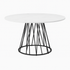 T-1590 Dining Table, 48" Round, White Faux Marble Top, Black Pedestal Steel Base