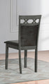 C-1097 Dining Chair, Black Faux Leather Back and Seat, Antique Grey Wooden Frame,