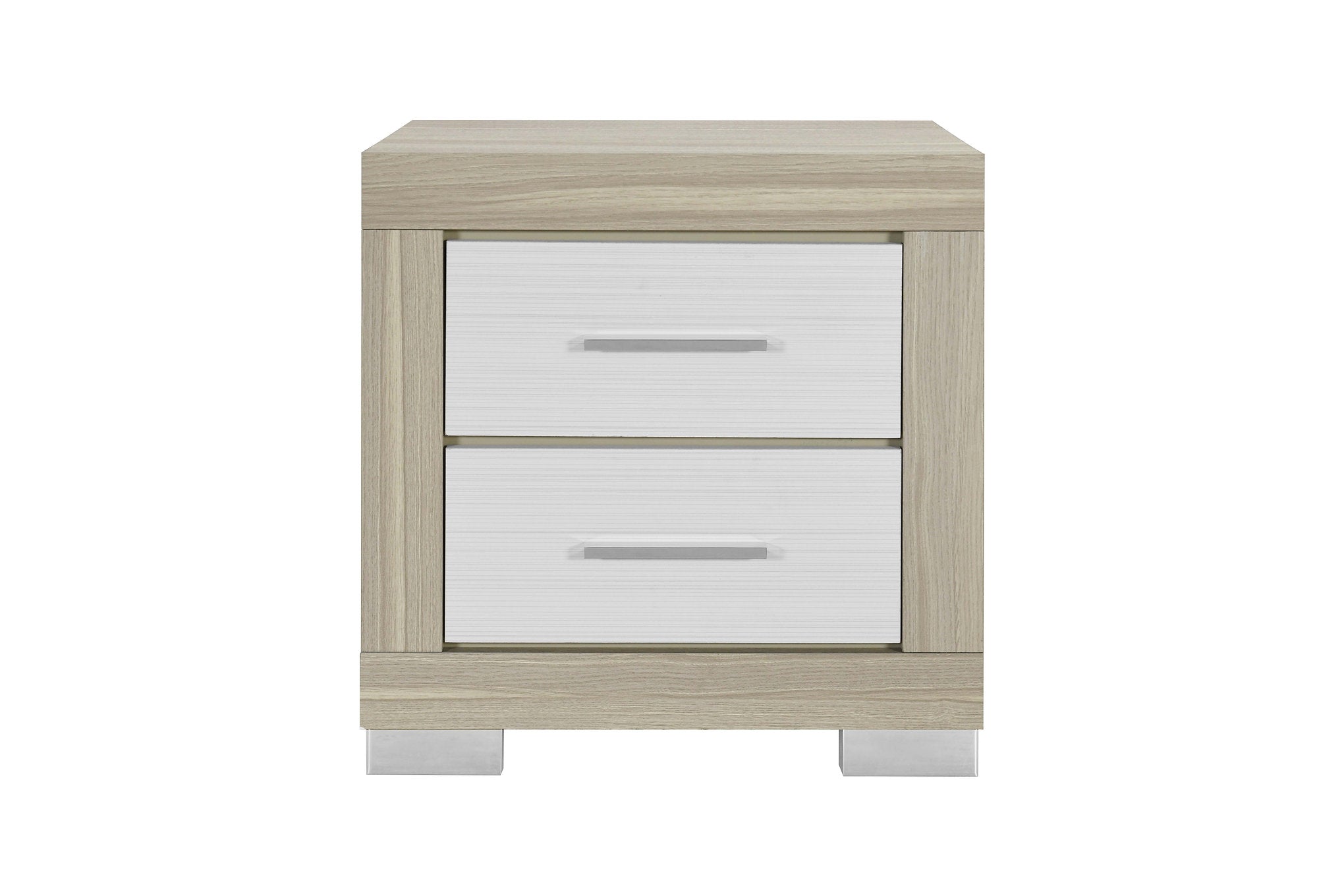 "EMMA" Night Table, Natural White, 2 Spacious Pull-Out Drawers