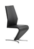 C-1782 Dining Chair,  Upholstered Black ‘Z’ Shape, Vertical Stitching Details, Chrome Legs