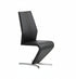 C-1782 Dining Chair,  Upholstered Black ‘Z’ Shape, Vertical Stitching Details, Chrome Legs