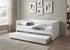 IF-307 Day Bed, Soft-Touch Ivory Fabric,  Pull-Out Trundle, Optional Mattresses