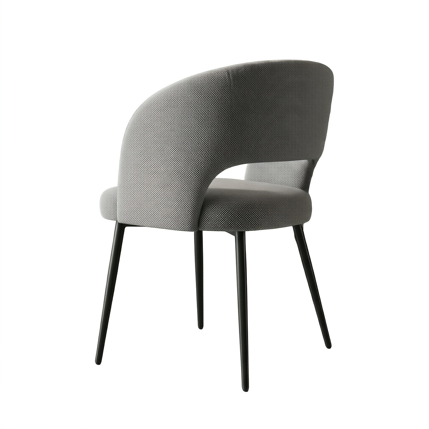 C-1645 Dining Chairs, Grey Textured Fabric Upholstery, Curved Wraparound Backrest, (Set of 2)