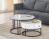 IF-2669 Coffee Table Set, 2Pc, Nested, Sintered Stone White Marble Top, Black Steel Base