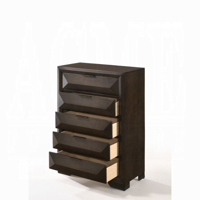 "LAURA" Chest, Espresso, 5 Pullout Storage Drawers