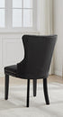 C-1226 Dining Chair, Black, Velvet, Tufted Front, Nailhead Detail, Espresso Legs