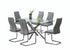 T-1448 | C-1576 Dining Set, 7 Pc, 63" Table + 6 Chairs, Chrome + Glass Table, Chrome + Grey Chairs