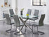 T-1448 | C-1576 Dining Set, 7 Pc, 63" Table + 6 Chairs, Chrome + Glass Table, Chrome + Grey Chairs