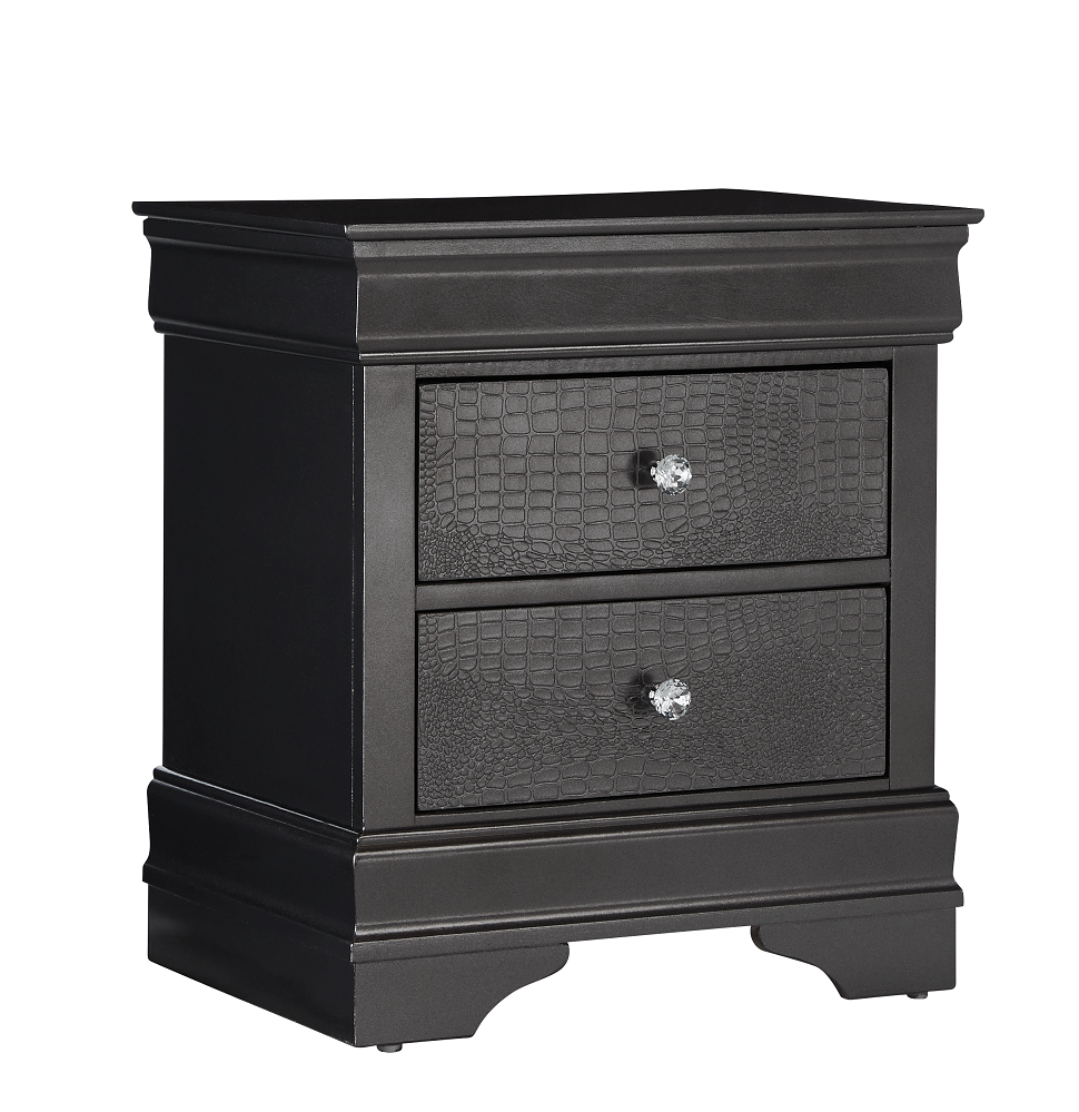 "POMPEI GREY" Night Table, Crocodile Veneer
