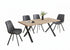 T-1808 | C-1820 Dining Set, 7Pc OR 5Pc, 71" Wood Top Table, Black Metal X-leg Base, Dark Grey Chairs