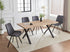 T-1808 | C-1820 Dining Set, 7Pc OR 5Pc, 71" Wood Top Table, Black Metal X-leg Base, Dark Grey Chairs