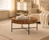 IF-3211 Coffee Table, 32" Round, Rich Warm Walnut Finish with Natural Wood Grain Texture, Vertical Ribbed Detailing