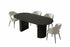 T-1643 | C-1644 Dining Set, 5Pc, Cream Chairs, Black 71" Oval Table, Fluted Base