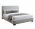 IF-5911 Bed, Natural Wood Frame, Soft Light Grey Fabric