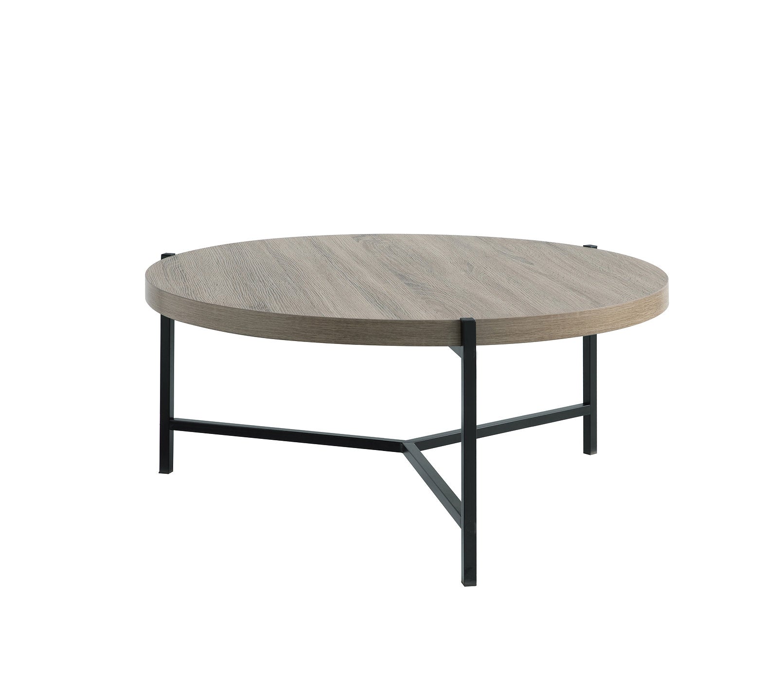 IF-3225 Coffee Table, 37" Round, Dark Taupe Top, Black Frame