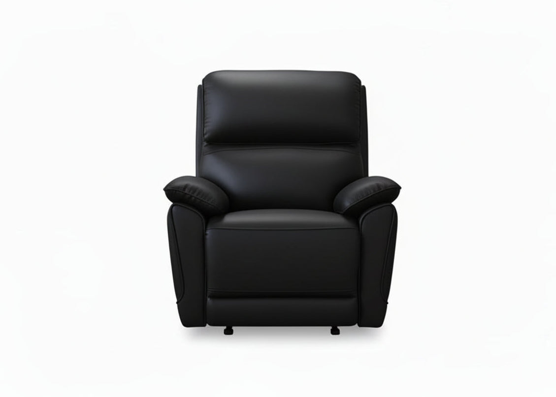 IF-8171 Power Recliner Armchair, Soft Black, Genuine Leather/Match, USB Charging