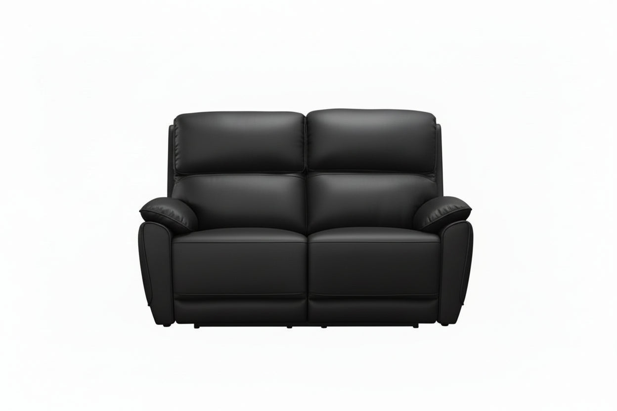 IF-8171 Power Recliner Loveseat, Soft Black, Genuine Leather/Match, USB Charging