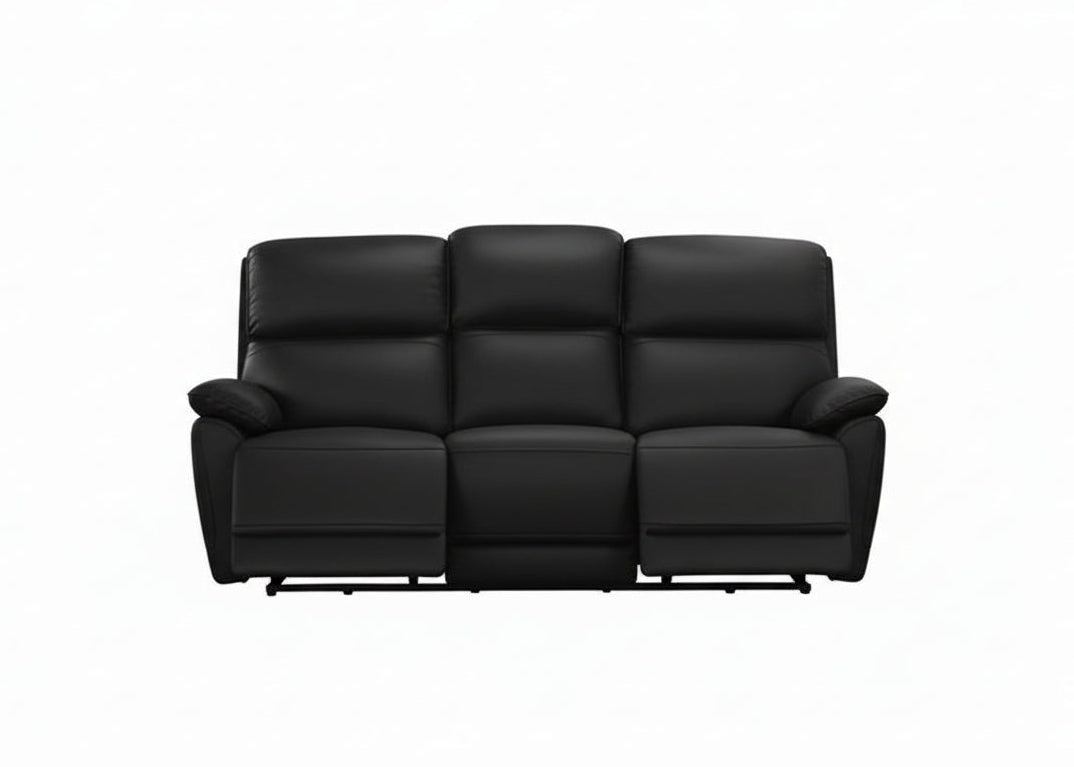 IF-8171 Power Recliner Sofa, Soft Black, Genuine Leather/Match, USB Charging