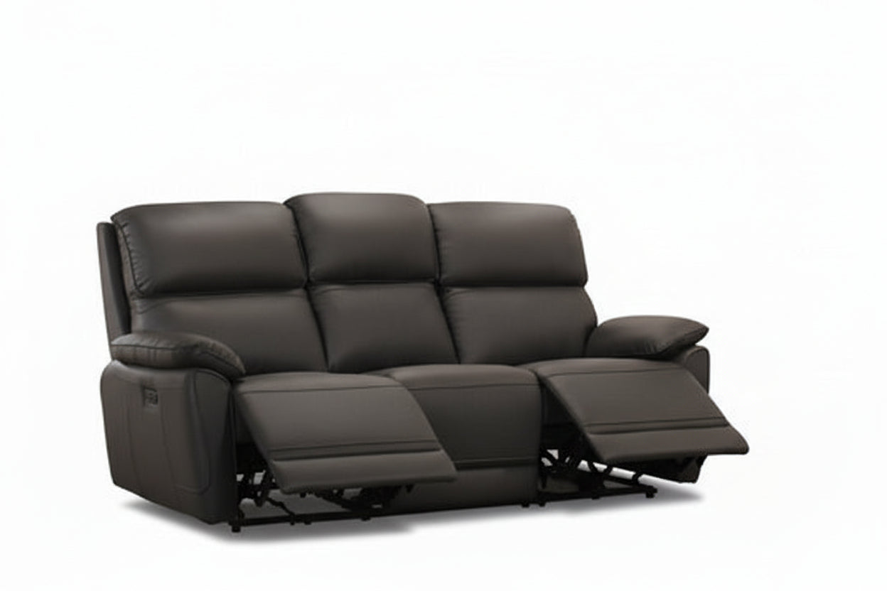 IF-8170 Power Recliner Sofa, Soft Chocolate Brown, Genuine Leather/Match, USB Charging